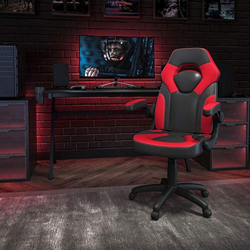 Flash Furniture X10 Gaming Chair Racing Office Ergonomic Computer PC Adjustable Swivel Chair with Flip-up Arms, Red…