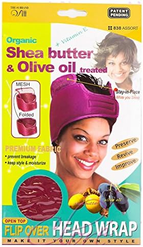 Qfitt Organic Shea Butter & Olive Oil Treated Flip Over Head Wrap #838 Assort