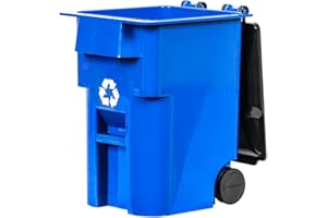 FIGURES TOY COMPANY Miniature Toy Blue Recycling Trash Can with Lid & Wheels for Wrestling Action Figures