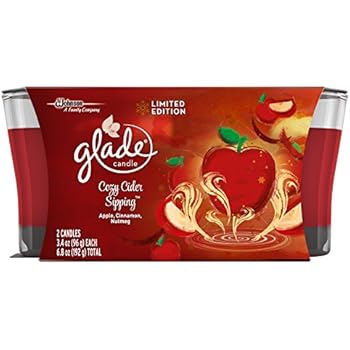 Glade Jar Candle Air Freshener, Cozy Cider Sipping, 2 Candles, 6.8 oz
