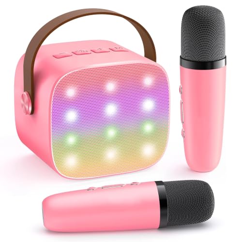 YLL Mini Kinder Karaoke Maschine mit 2 Mikrofon, Karaoke Geschenke für Mädchen Alter 3 4 5 6 7 8 9 10 12 + Jahre alt 4-12 Jahre alt Geburtstag Spielze