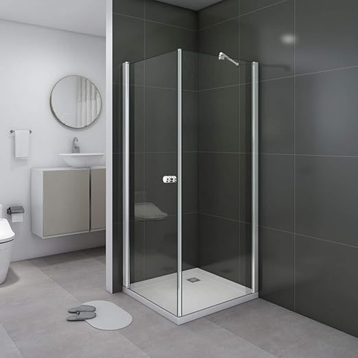 Duschkabine Dusche Duschwand 180° Schwingtür Eckeinstieg Klarglas 90 x 90 x 190cm ohne Duschtasse