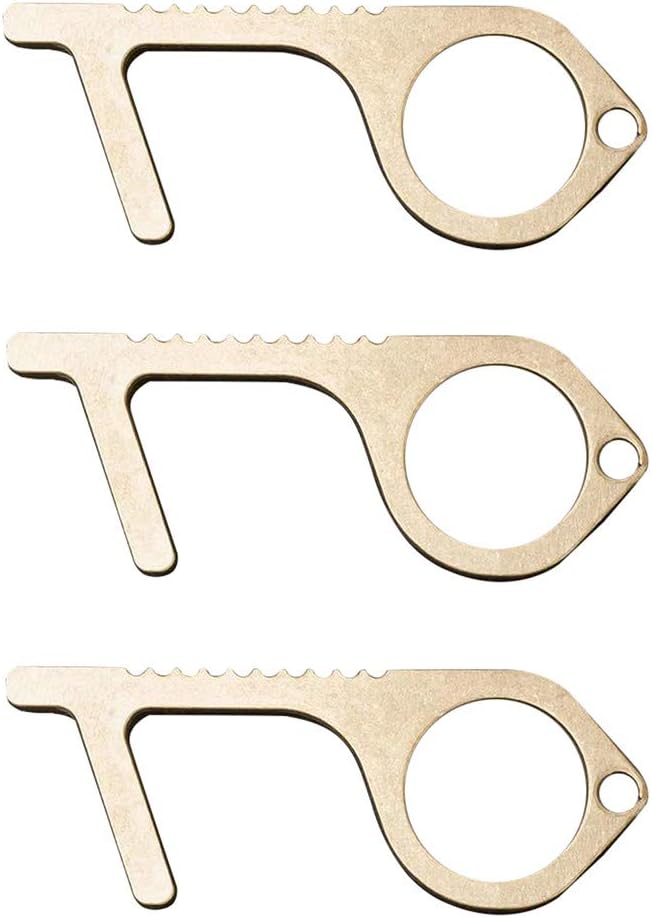 NANTE 3pcs /5 pcs Contactless Door Opener Stylus Closer Tool Door Handle Opening Loop Hook Hand Stick No Touch Keep Key (3Pcs, Gold)
