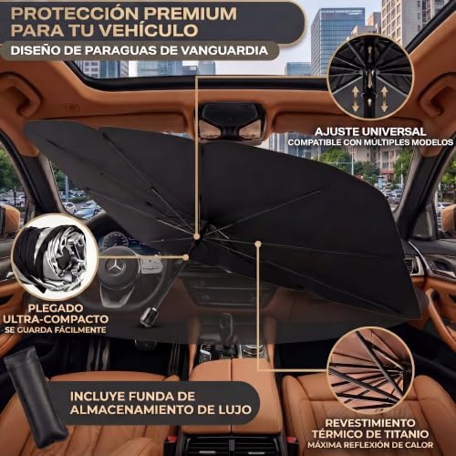 ORVAN® Premium Car Front Umbrella Sunshade | UV Block Car Sun Protector | for Front Car | Foldable Anti-Heat | SUV and Touring Car | Car Accessories | 140 cm x 80 cm