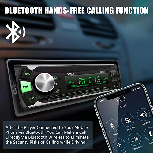 Single Din Car Stereo with Bluetooth, Car Audio Receiver with Source Copy Function, Multicolor Backlight, 1 Din FM Radio MP3 Player Support USB/TF/AUX Handsfree Calling