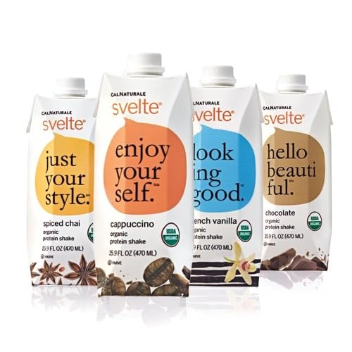 CalNaturale Svelte Organic Protein Shake, Variety Pack, 15.9 Ounce Aseptic Boxes (Pack of 12) image
