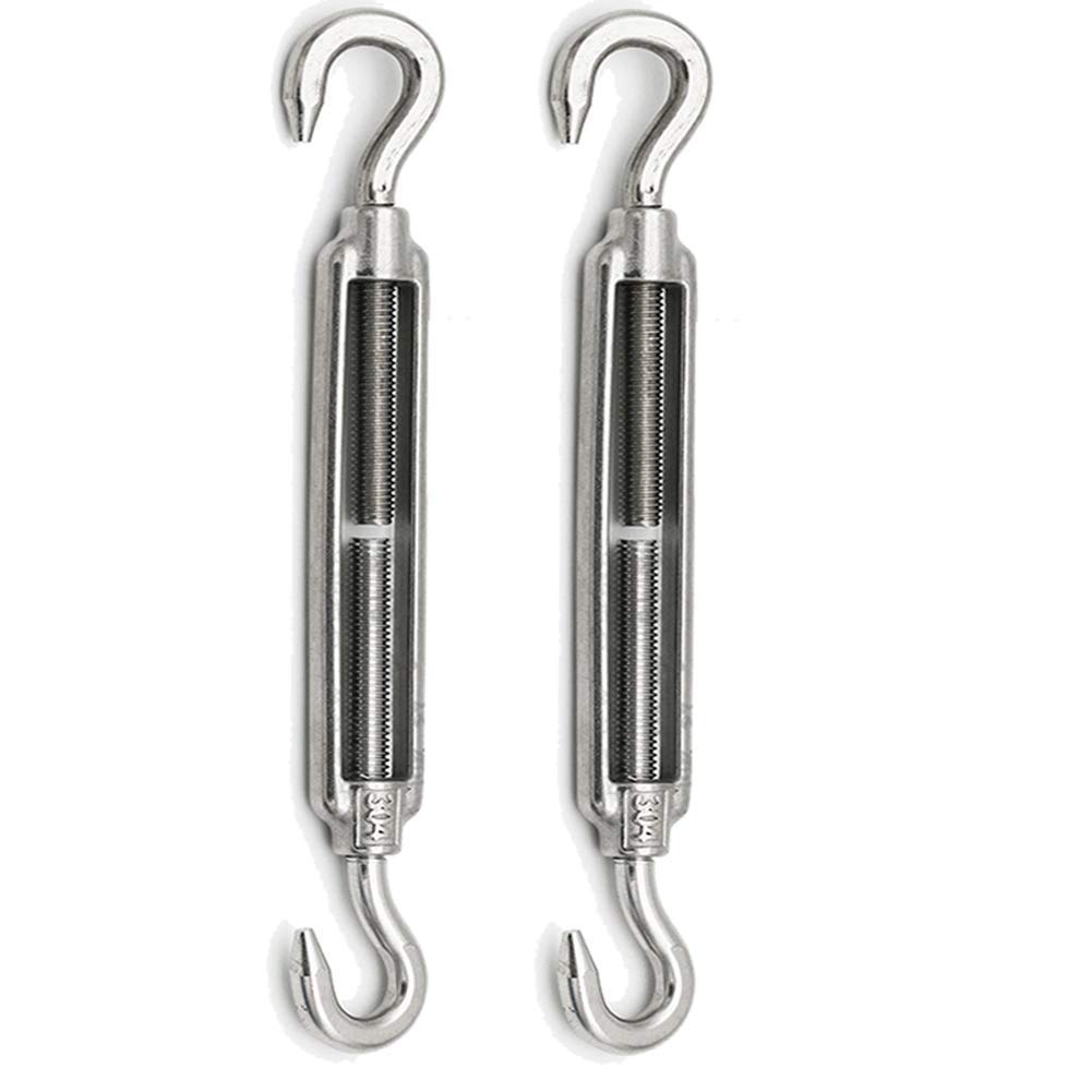 POFET 2pcs M12 Stainless Steel 304 Hook & Hook Turnbuckle Wire Rope, Strong Tension Hardware Kit for Wire Rope Tension Heavy Duty