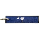 Luso Aviation South Carolina Flag Key Chain, 100% Embroidered Blue