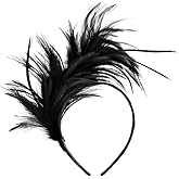 ccHuDE 1920s Fascinator Feathers Headband Fancy Feather Hairband Halloween Christmas Headpiece Tea Party Headwear Black