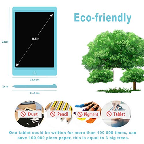 LCD Writing Tablet, 8.5-inch Writing Board Doodle Board, Electronic Doodle Pads Drawing Board with Lock Function Gift for Kids and Adults at Home,School and Office (Blue)