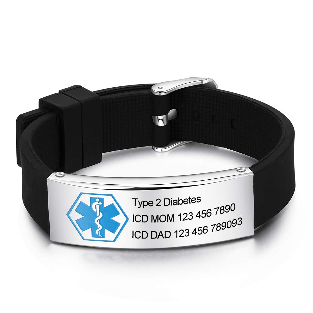 Buy Personalized Bracelet Silicone Medical Bracelet Sport Emergency ID