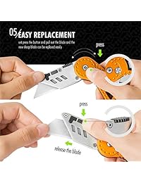 FantastaiCAR   Cuchillo plegable de aluminio ligero con 5 cuchillas extra