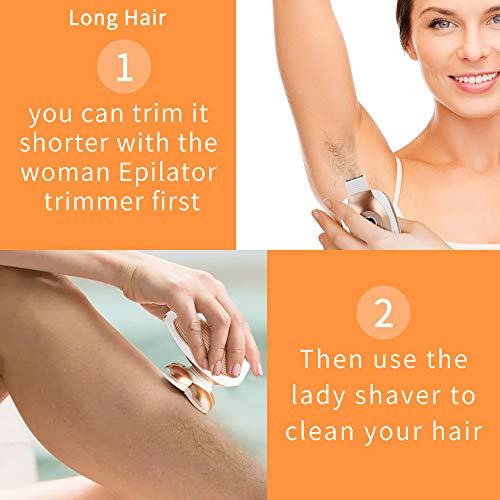 [2018 Upgraded] CENOVE Women's Painless Hair Remover for Leg Women Epilator Hair Removal Electric Shaver for Women’s Legs,Face,Lips,Bikini—As Seen On TV(Rose Gold) - Thumbnail 2