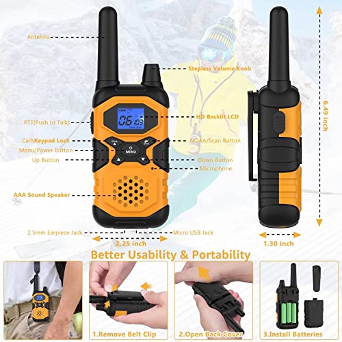 Long Range Walkie Talkies 6 Pack Rechargeable WalkieTalkies for Adults