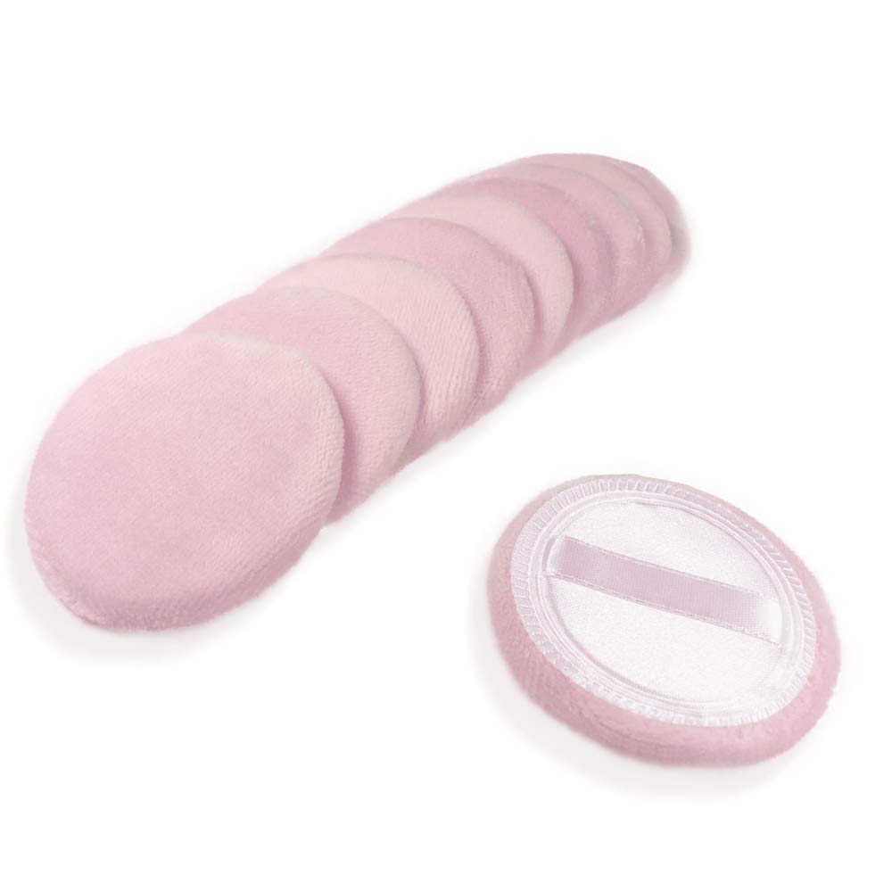 10pcs Powder Puff Cotton Cosmetic Powder Makeup Puffs Pads Makeup with Ribbon Face Powder Puffs for Loose and Foundation 2.36 inch. (Color2)