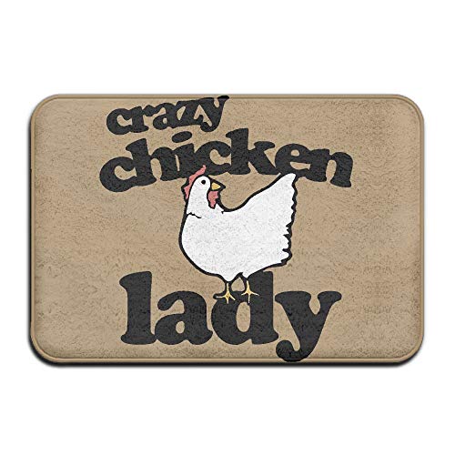 Feim-AO Crazy Chicken Lady Non-Slip Machine-Washable Doormat Home Decor Rug Floor Mat 23.6(L) X 15.7(W) Inch