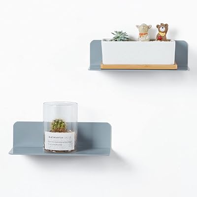 OAPRIRE 2-Pack Acrylic Floating Shelf 9 Inch Adhesive Grey Wall Mount