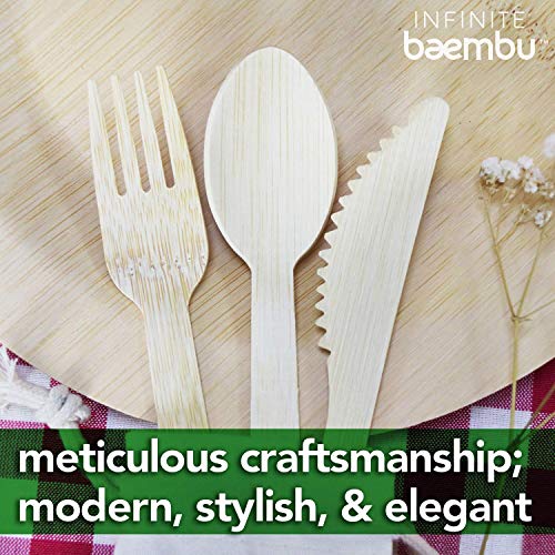 200 Piece Bamboo Cutlery Set Bamboo Utensils PlasticFree Packaging