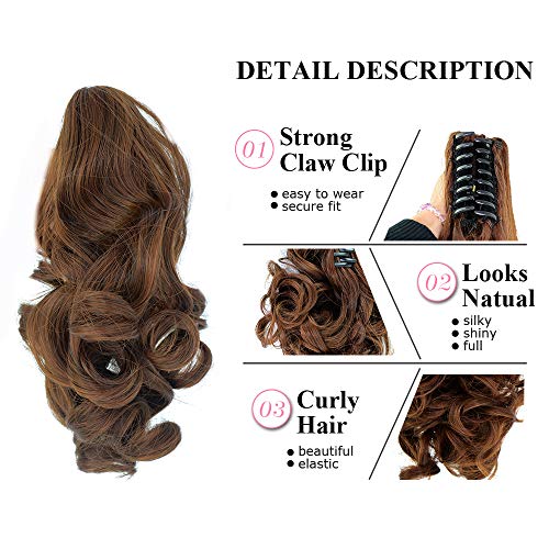 Beauty Angelbella Medium Long Curly Ponytail Claw Clip On Hair