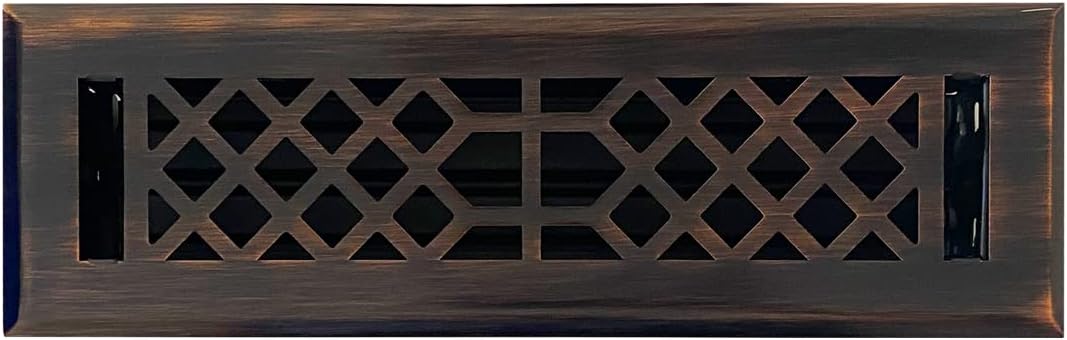 Registers, Grilles & Vents - Empire Register Co, Vent Cover - 2x10 inch, Antique Style Design, Oil Rubbed Bronze Finish, Heavy Duty Floor Vent Covers, Metal Damper Attached. Vent Covers for Home Floor only.