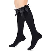 Cotton Knee High Socks with Bow White Lolita Socks Over the Knee Socks for Daily Wear School Dating Dance