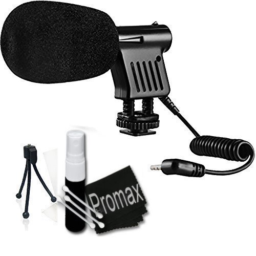 Promax Mini Zoom Video Camera Shotgun Microphone For Canon EOS Rebel T6i, T6s, T6, 80D, Mark II, Mark III DSLR Cameras
