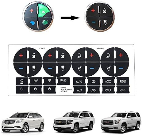 BORUD AC Button Repair Kit for Chevy Silverado, 1PCS AC Dash Button Replacement Decals Strong Adhesive Stickers - Fix Ruined Faded Car A/C Controls Buttons for GMC Buick Chevrolet Chevy Vehicle