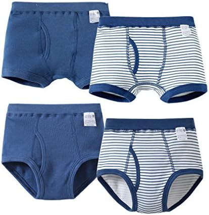 Yahangkj 4 Pack Boys Boxer Brief Cotton Underwear Sets UB (6T-7T, Navy)