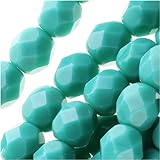 Czech Fire Polish Glass Beads 6mm Round 'Persian Turquoise' (25)