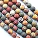 Natural Frosted Unpolished Matte Genuine Picasso Jasper Round Gemstone Jewelry Making Loose Beads (Colorful 6mm)