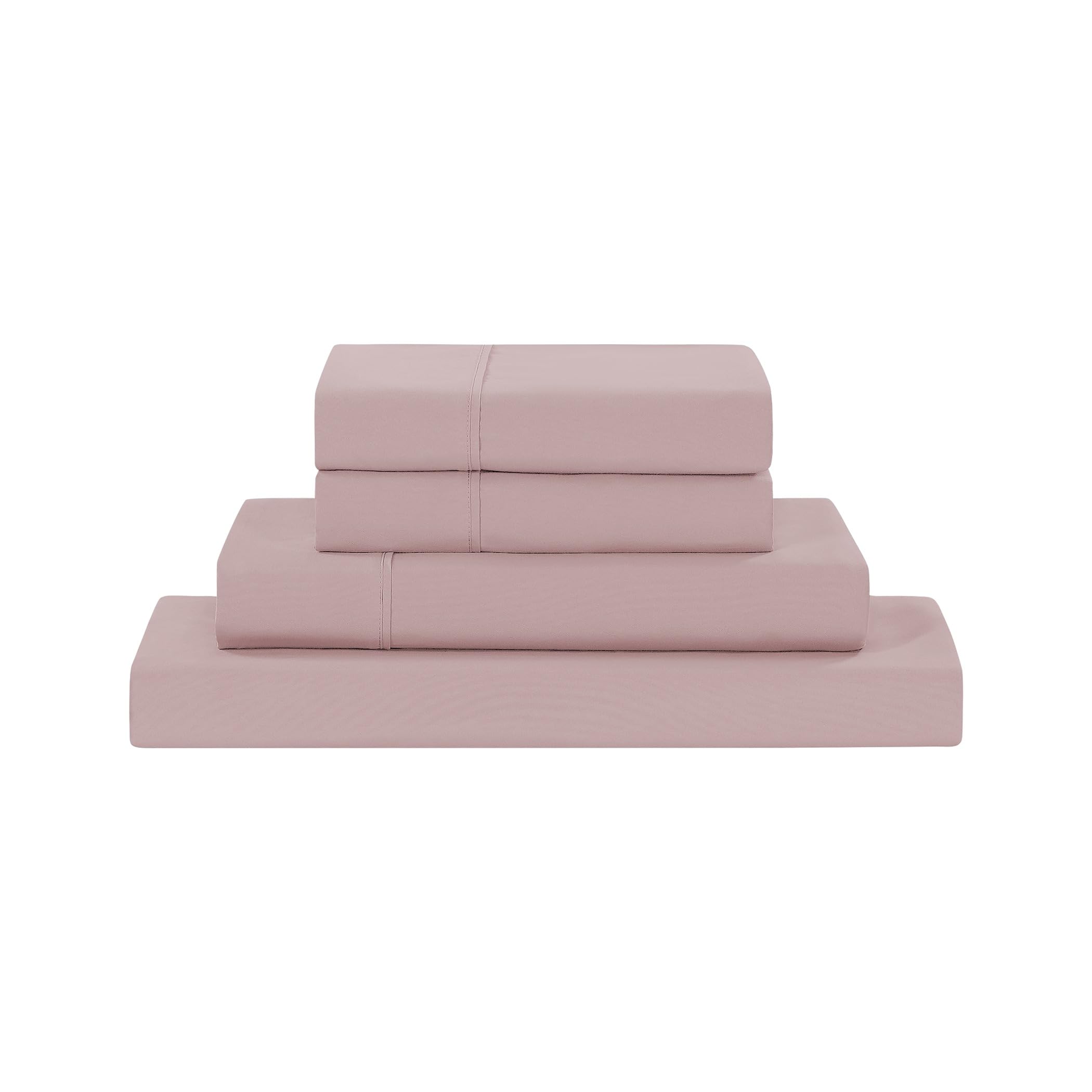 Photo 1 of Modern Threads Soft Microfiber Solid Sheets - Luxurious Microfiber Bed Sheets - Includes Flat Sheet, Fitted Sheet with Deep Pockets, & Pillowcases Cameo Rose Full