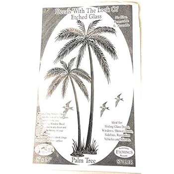 DCentral Palm Tree Removable Window Decal. Look of Etched Glass. 8