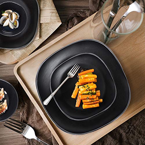 Dinnerware Set 18-piece Black Dishes Sets Service for 6, 11" And 8" Plates 6"(20oz) Bowls Break and Crack Resistant Dish Sets