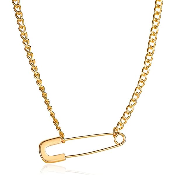 Amazon.com: Progresssail Safety Pin Necklace Gold Silver Plated