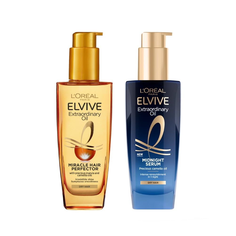 L’Oréal Paris Elvive Extraordinary Oil Nourished Hair Treatment Set, Ultimate Day & Night Routine for Dry Hair, Bundle 2 x 100ml — image 1