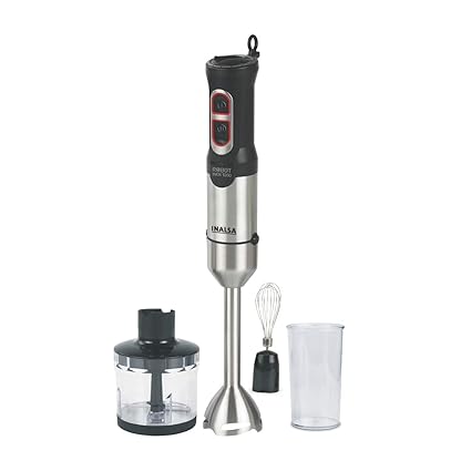Inalsa Robot INOX 1000 800-Watt Hand Blender with Chopper DC Motor (Silver/Black)