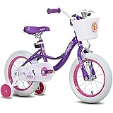 JOYSTAR 18 Inch Kids Bike for Girls, Child Bicycle for 5 6 7 8 9 Years Old, Kids Bicycle with Basket & Training Wheels, Kids Cycle, Purple