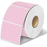 TuSamper Square Thermal Label Stickers, 2"x2" (50.8mm x 50.8mm) Compatible with Multiple Thermal Printers Self-Adhesive Square Direct Strong Adhesive Thermal Labels, Pink, 500 Sheets/Roll