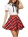 Gihuo Women's Plaid Skirt School Uniform Pleated Mini Tartan Skirt