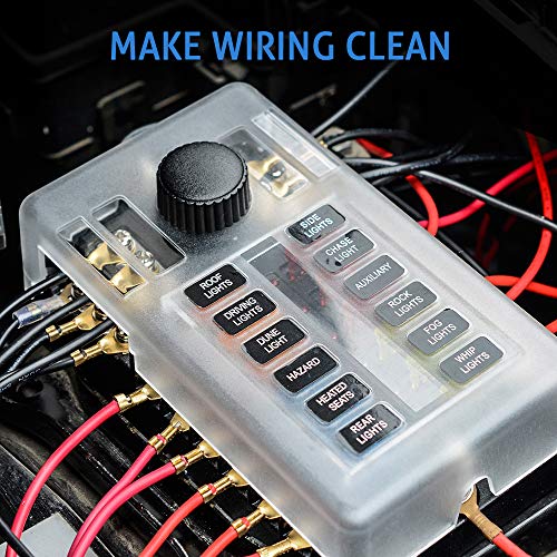 WUPP 12 Volt Fuse Block, Marine Boat Fuse Block Waterproof 12 Way