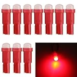 10-Pack 12V,20Lums,AMAZENAR Red T5 / 74 73 2723 2721 1 SMD LED Ceramic for Car Auto Side Wedge Gauge Dashboard Instrument Panel Lights Lamp Ash Tray Light Bulb