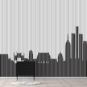 Wall Murals for Bedroom Abstract Black and White Building Removable Wallpaper Peel and Stick Wall Stickers - 66x96 inches