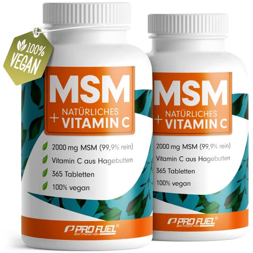 MSM 2000mg pro Tag + natürliches Vitamin C - 2x365 MSM Tabletten mit Methylsulfonylmethan - kompakteres MSM Pulver als bei MSM Kapseln - hochdosiert: 1000 mg pr