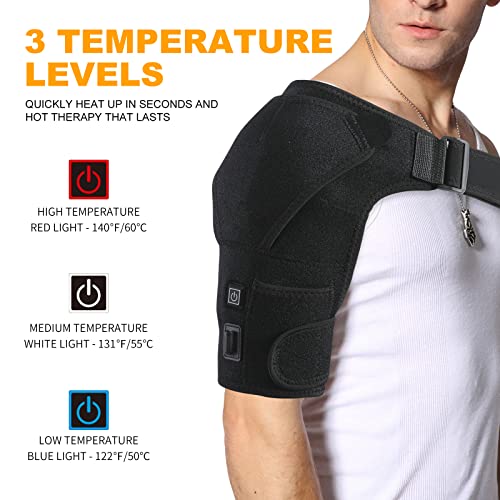 Heated Shoulder Brace, Shoulder Heating Pads with Adjustable 3 Heat Settings Hot Cold Therapy