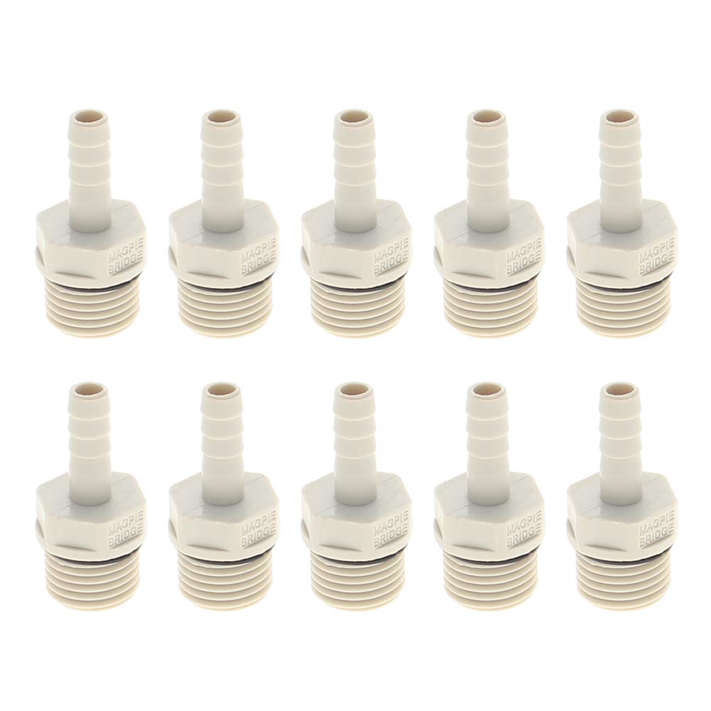 Othmro PVC Barb Hose Fitting Connector Adapter 8mm or 5/16" Barbed x 1/2" G Male Pipe 10pcs