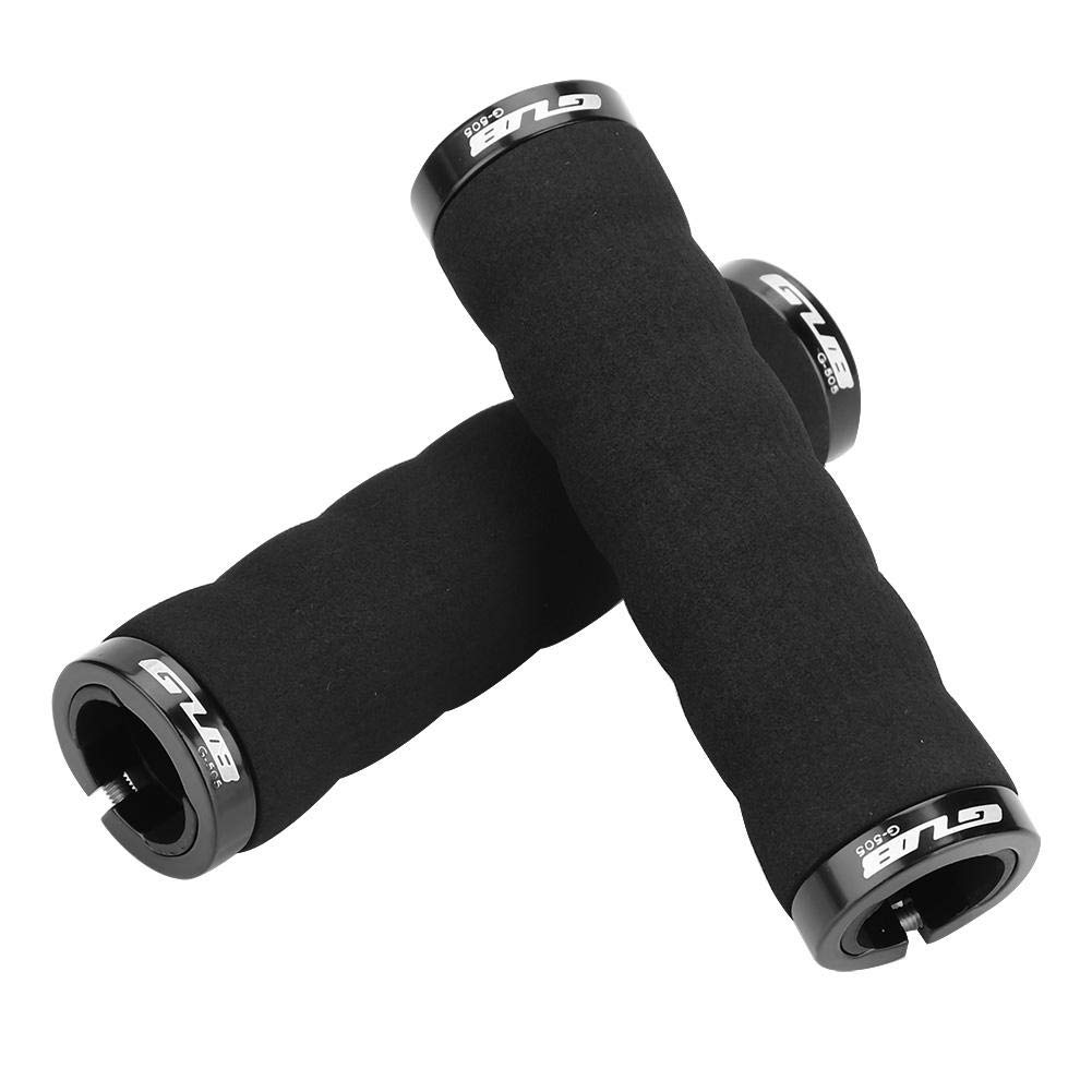 Bnineteenteam Bike Handlebar Grips Cover, Anti-Slip Comfortable Black Red Sponge Handlebar Cover Locking Grips for Mountain Bike Road Bike for 22mm Handlebar(Black) Bicycles and Spare Parts