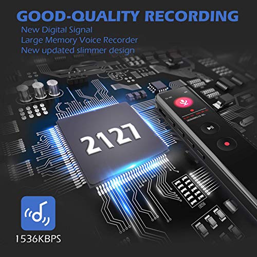 16GB Digital Voice Recorder, 1536Kbps HD Audio Dictaphone