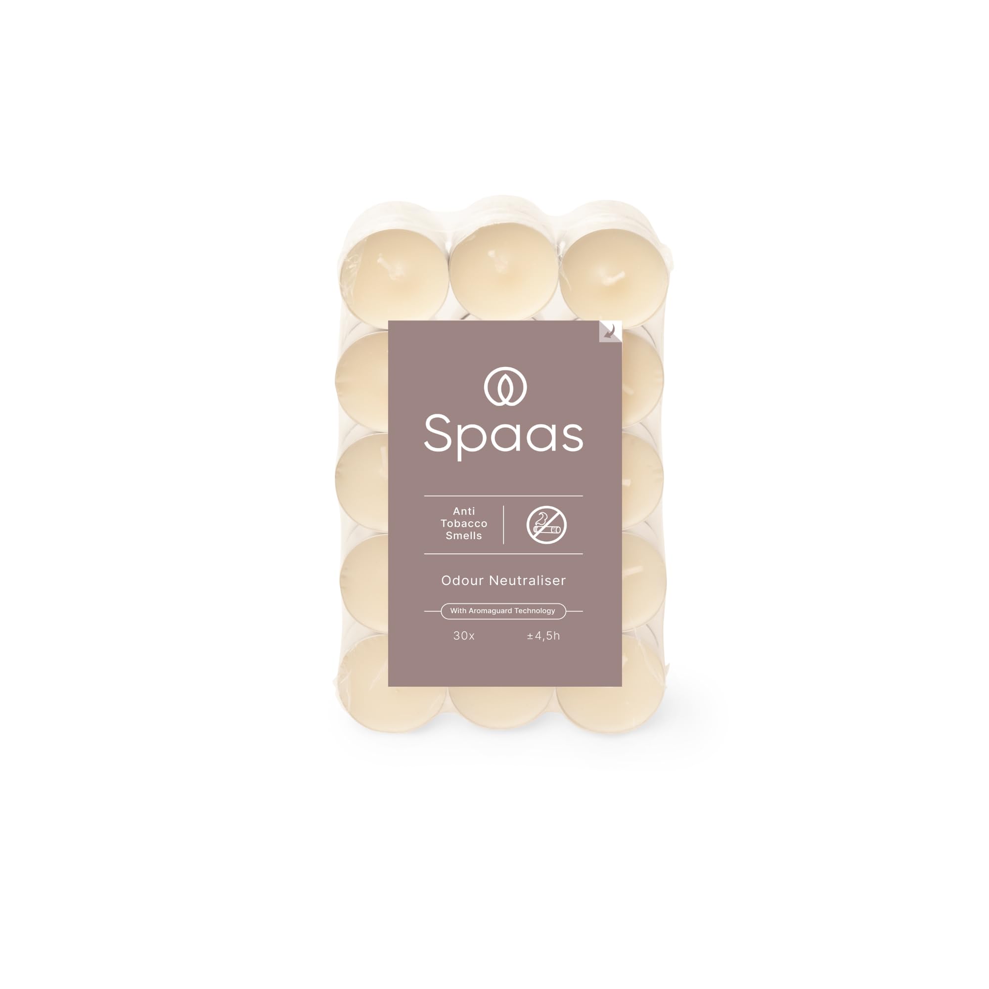 Spaas 30 Anti-Tobacco Tealights, ± 4.5 Hours, Ivory