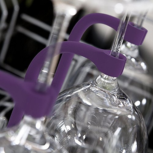 Wine GlassTether Stemware Saver Holder - Flexible Dishwasher Attachment (Purple, 4) - Thumbnail 2