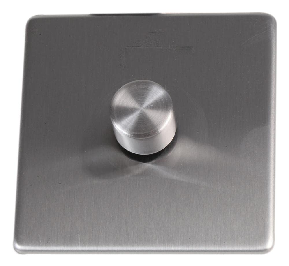 PRO ELEC PELB1139 Screwless Dimmer Switch, 1 Gang, 1 Way, 250W, Stainless Steel